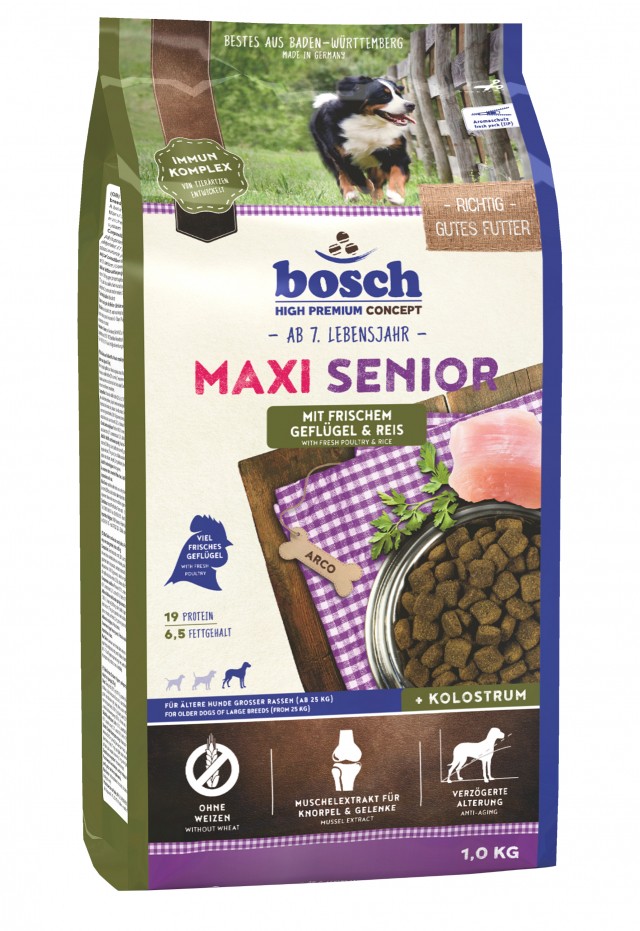 Сухой корм для собак Bosch Maxi Senior, птица и рис (1 кг)