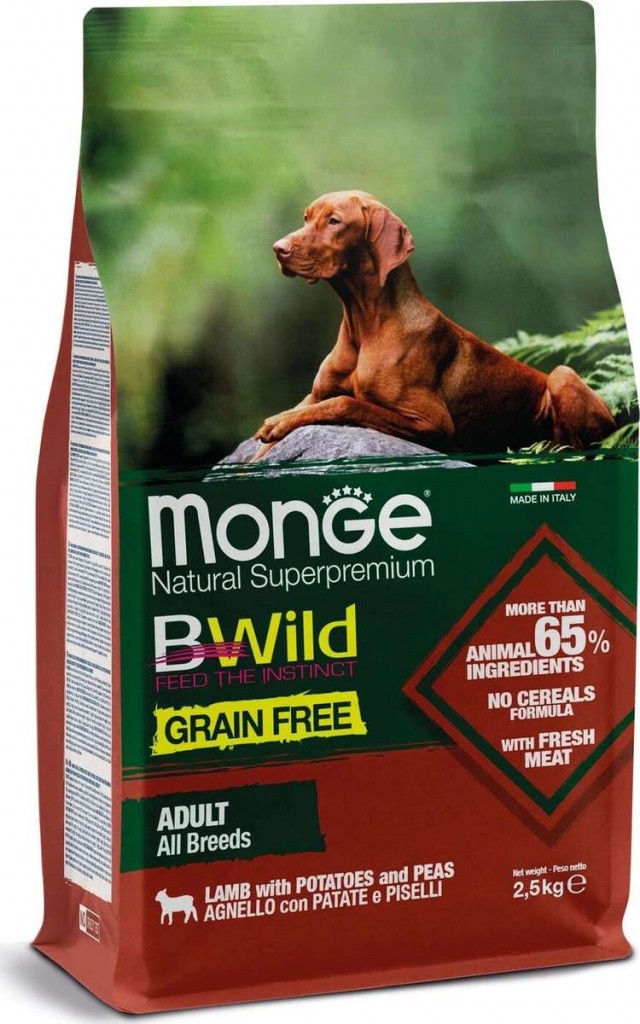 Сухой корм для собак Monge BWild Grain Free - Adult Agnello (беззерновой, 2,5 кг)