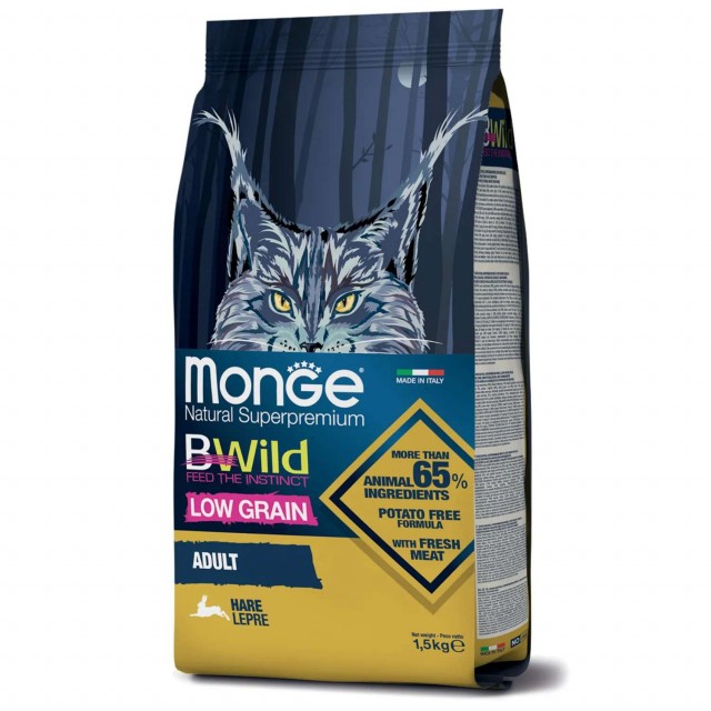 Сухой корм для кошек Monge BWild Low Grain - Adult Hare (1,5 кг)