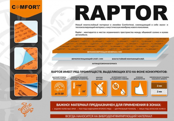 Шумоизоляционный материал ComfortMat Raptor (5,0 мм, 50х70 см)