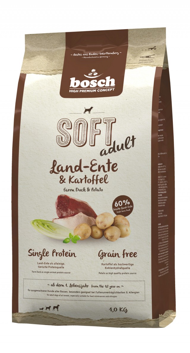 Полувлажный корм для собак Bosch Soft Adult с уткой и картофелем (1 кг)