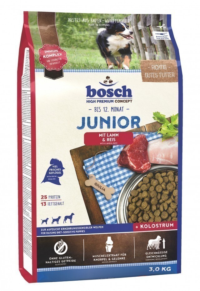 Сухой корм для щенков Bosch Junior, ягнёнок и рис (3 кг)