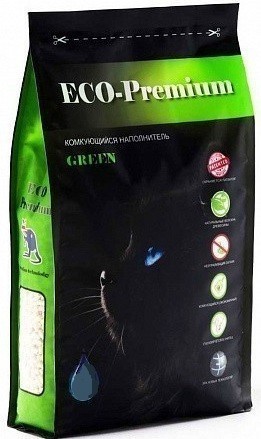 Наполнитель кошачьего туалета ECO Premium Green (древесный, 20,0 кг, 55 л, без запаха)