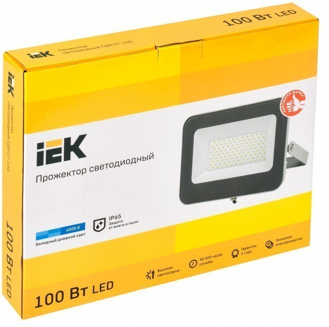 Прожектор светодиодный IEK СДО-07-100 (6500К, 100Вт, 9000Лм, серый)