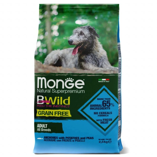 Сухой корм для собак Monge BWild Grain Free - Adult Acciughe (беззерновой, 2,5 кг)