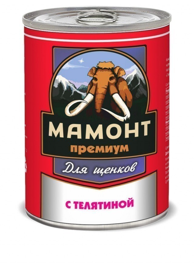 Консервы для щенков Мамонт Премиум, телятина (340 г)