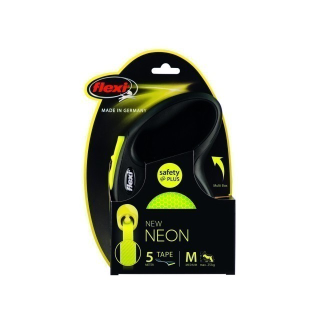 Рулетка Flexi Neon New M, лента, 5 м