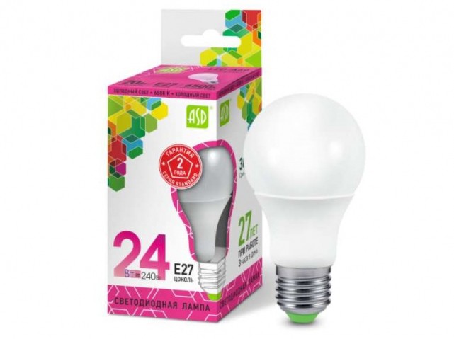 Лампа ASD LED-E27-A65-standard 24W 6500К (2160 Лм)