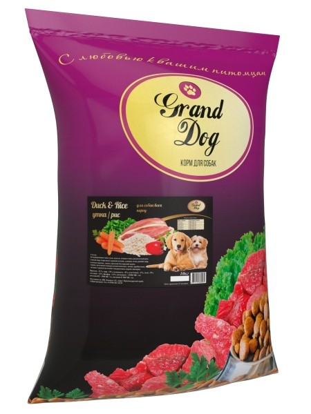 Сухой корм для собак Grand Dog Adult, утка и рис (10 кг)