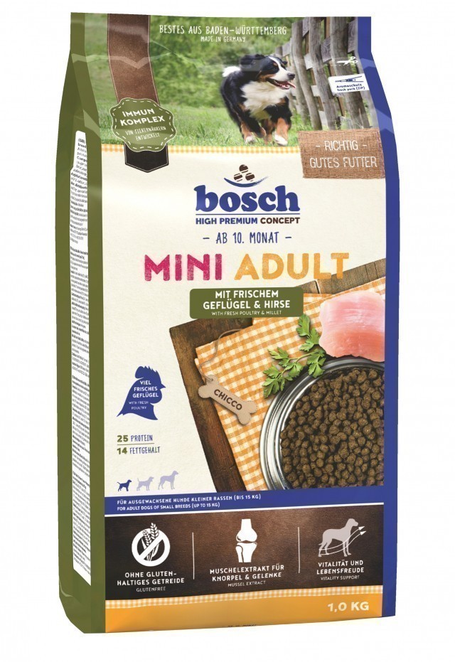 Сухой корм для собак Bosch Mini Adult, птица и просо (1 кг)