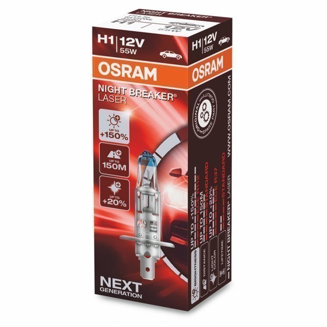 Лампа Osram H1 Night Breaker Laser (12 В, 55 Вт, +150%)