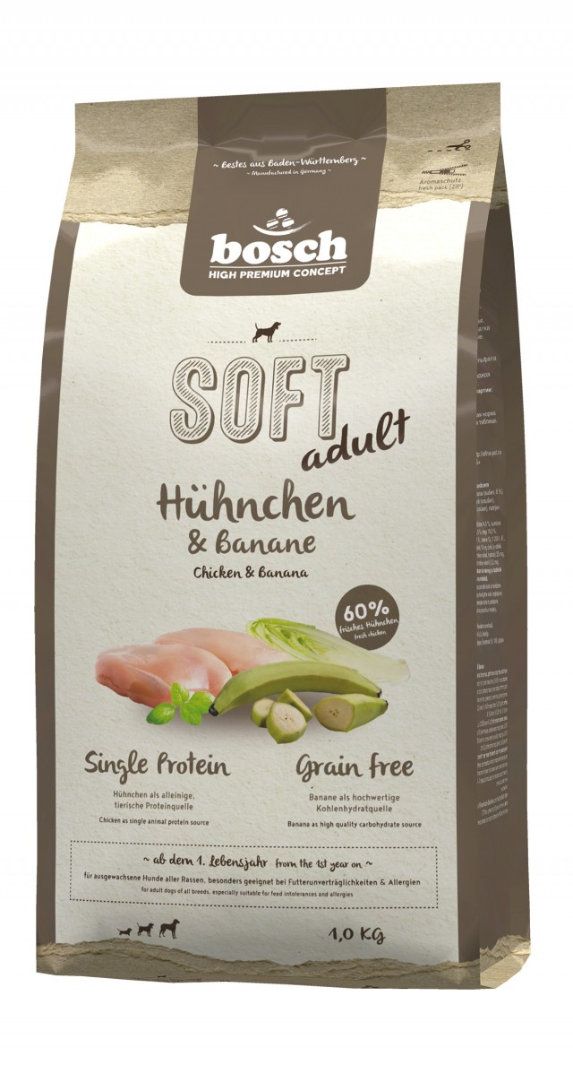Полувлажный корм для собак Bosch Soft Adult с курицей и бананами (1 кг)
