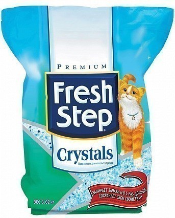 Наполнитель кошачьего туалета Fresh Step Crystals (силикагель, 3,6 кг, 15 л, без запаха)