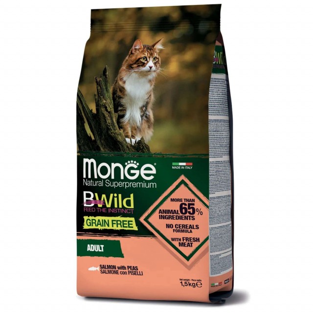 Сухой корм для кошек Monge BWild Grain Free - Adult Salmone (1,5 кг)