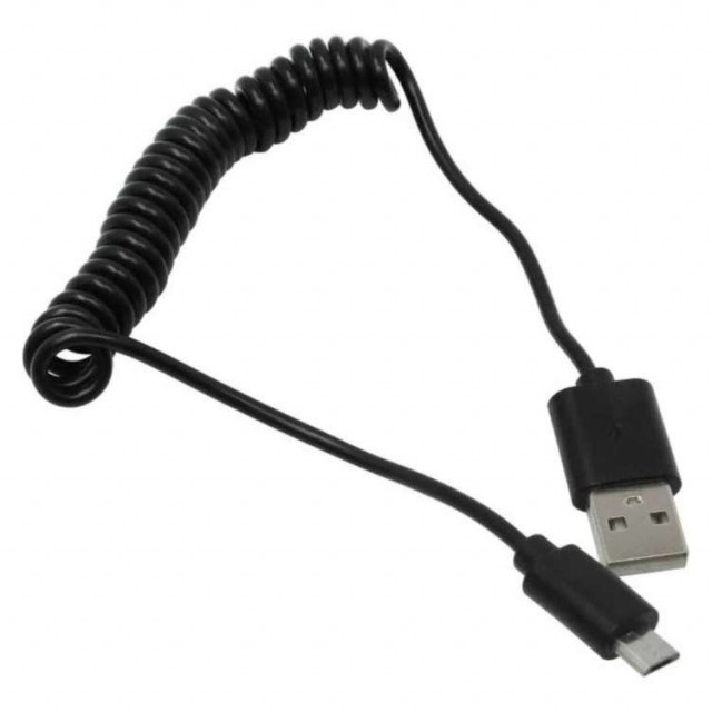 Кабель зарядки Smartbuy 12 Spiral, USB - MicroUSB (спиральный, 1 м, черный)