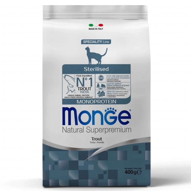 Сухой корм для кошек Monge Speciality Line - Sterilised Trout (400 г)