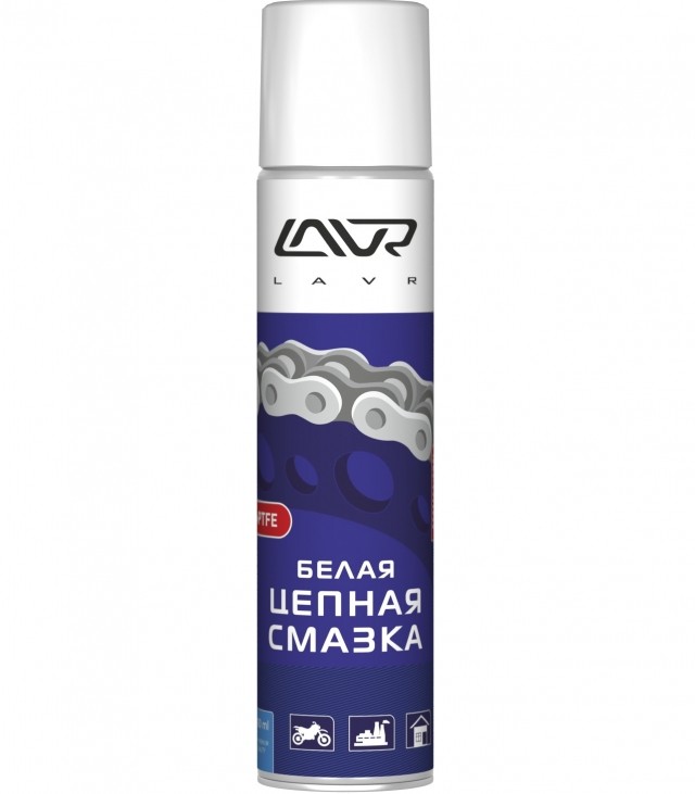 Lavr Ln1741 Белая цепная смазка с PTFE (аэрозоль, 400 мл)