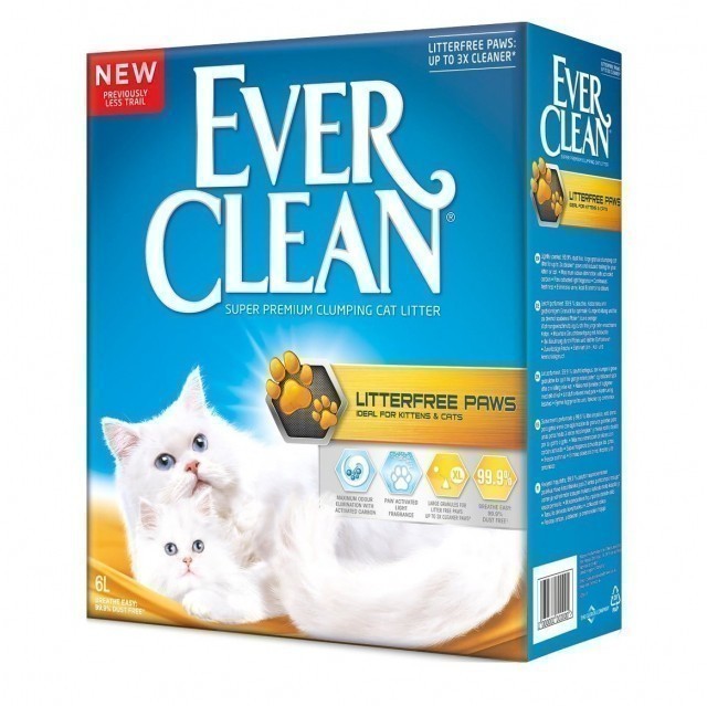 Наполнитель кошачьего туалета Ever Clean Litterfree Paws (глиняный, 6,0 кг, 6 л, свежесть)
