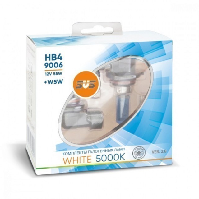 Лампы SVS White 5000K HB4 9006 (12 V, 55W, +2 W5W)