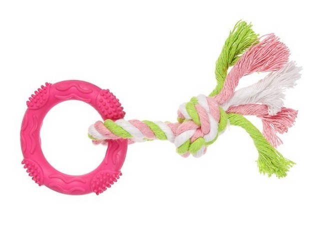 Игрушка Пижон Кольцо с веревочкой (диаметр 7 см, розовая)
