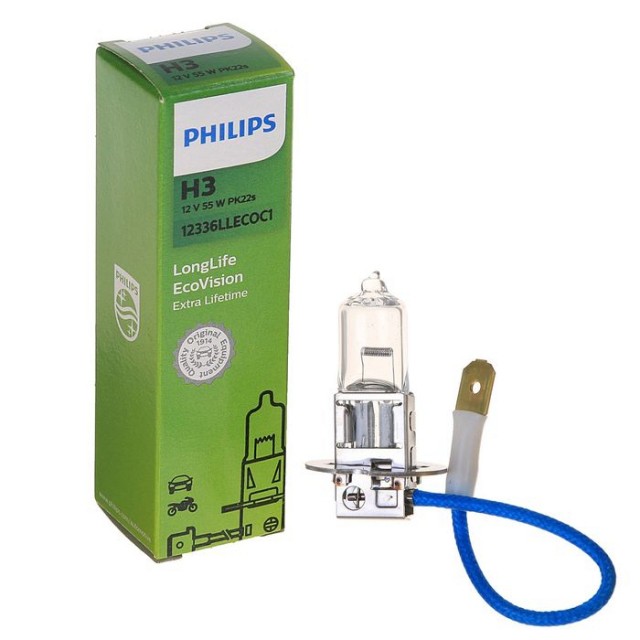Лампа Philips H3 LongLife EcoVision (12 В, 55 Вт)