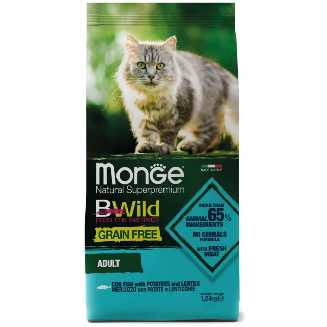 Сухой корм для кошек Monge BWild Grain Free - Adult Merluzzo (1,5 кг)