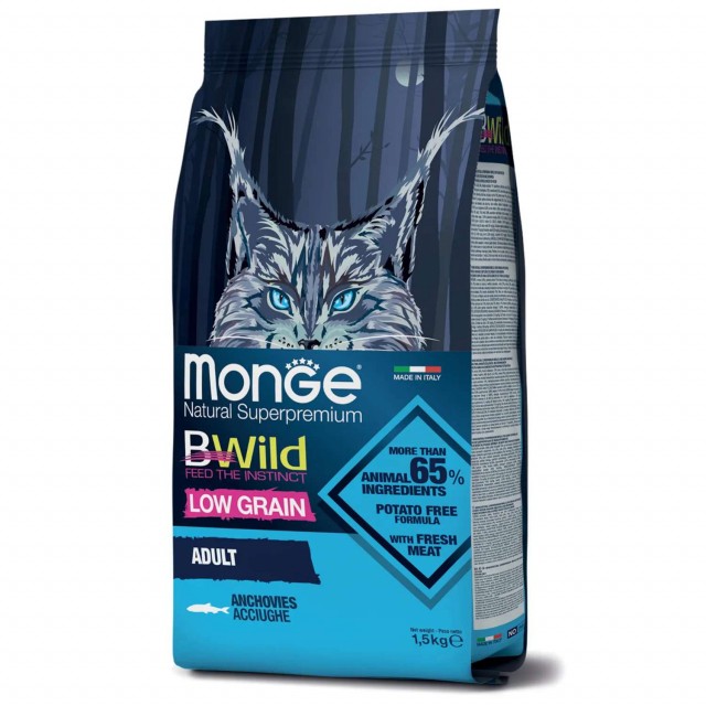 Сухой корм для кошек Monge BWild Low Grain - Adult Anchovies (1,5 кг)