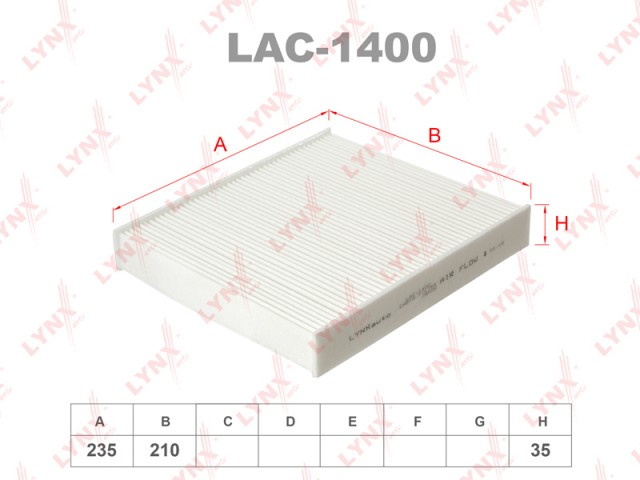 Фильтр салонный LYNXauto LAC-1400 (CU 2440)