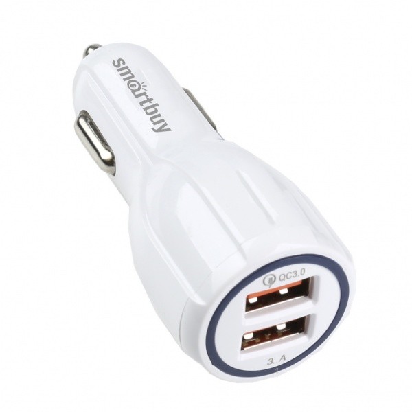 Адаптер USB автомобильный Smartbuy 2030 Turbo (2 USB, белый)