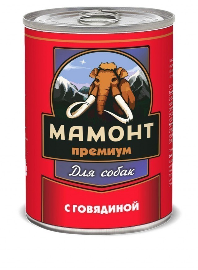 Консервы для собак Мамонт Премиум, фарш говяжий (340 г)