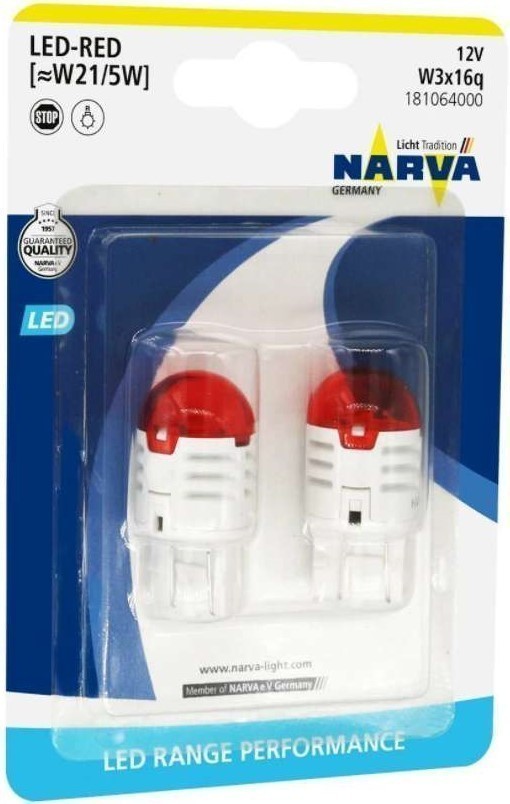 Светодиодные лампы Narva W21/5W Range Performance LED (красный, 2 шт)