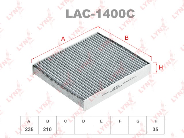 Фильтр салонный LYNXauto LAC-1400C (CUK 2440) угольный
