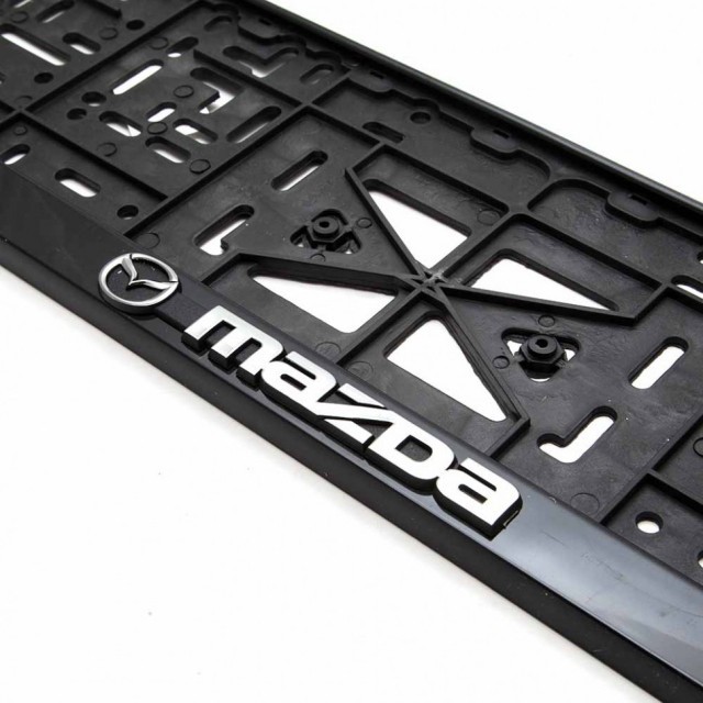 Рамка для номера с логотипом Mazda (с защелкой, черная)