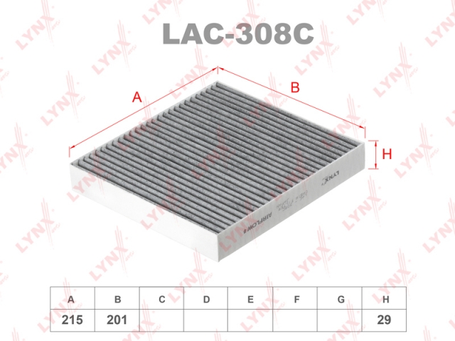 Фильтр салонный LYNXauto LAC-308C (CUK 2141) угольный