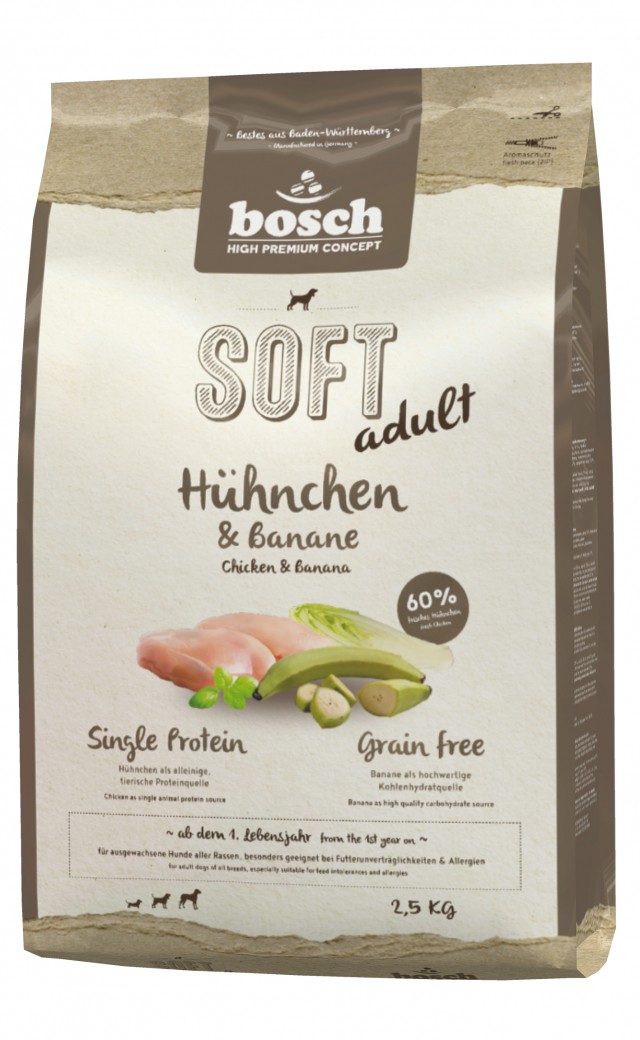 Полувлажный корм для собак Bosch Soft Adult с курицей и бананами (2,5 кг)