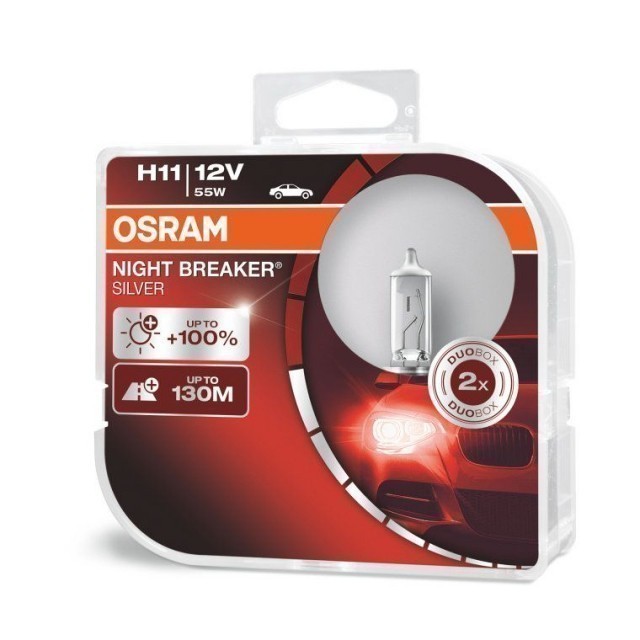 Лампы Osram H11 Night Breaker Silver (12 В, 55 Вт, +100%, блистер, 2 шт)