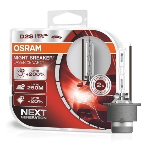 Ксеноновые лампы Osram D2S Xenarc Night Breaker Laser 4500K (+200%, 2 шт)