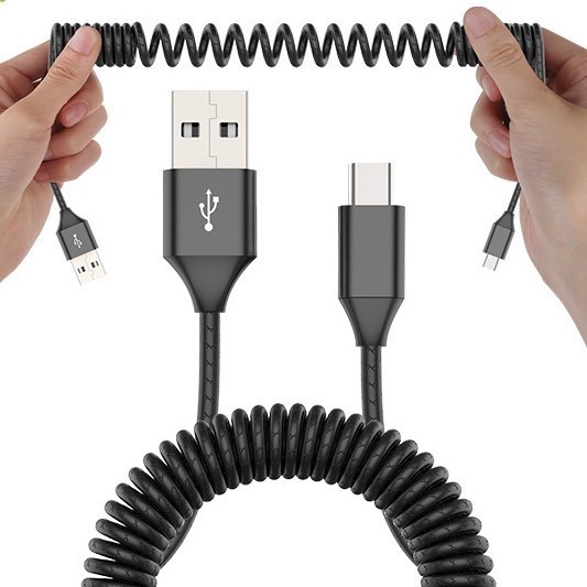 Кабель зарядки Smartbuy 12 Spiral, USB - MicroUSB (спиральный, 1 м, черный)