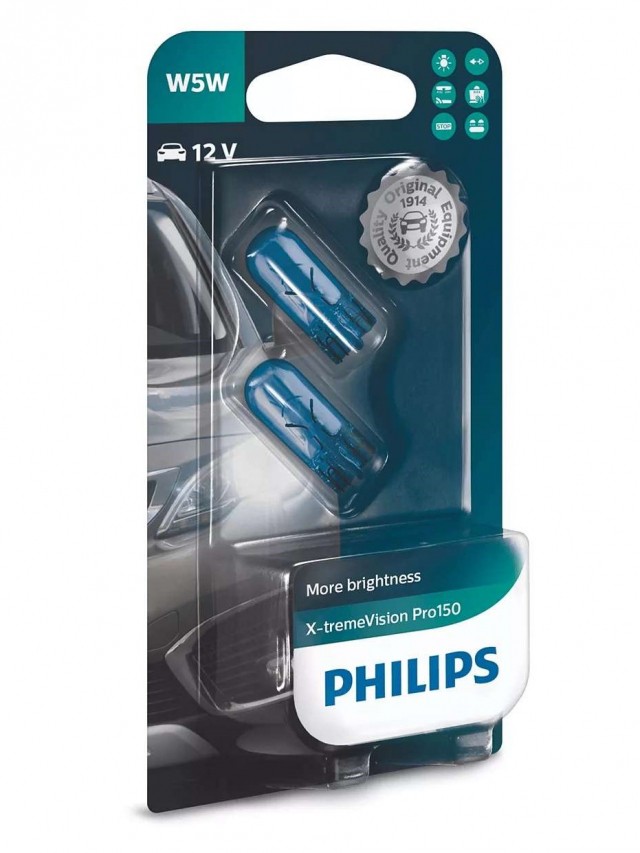 Лампы Philips W5W X-tremeVision Pro150 (12 В, блистер, 2 шт)