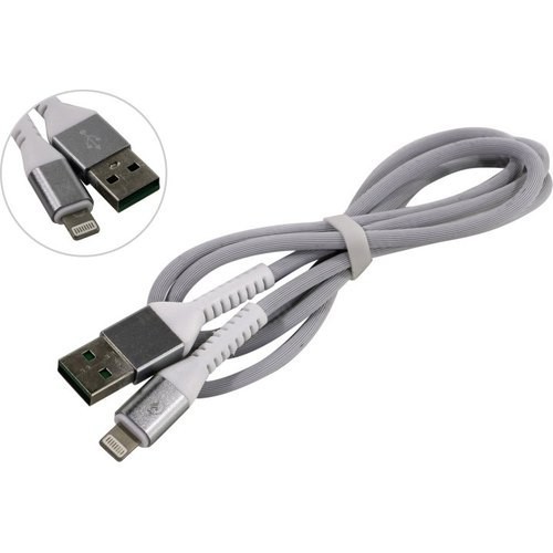 Кабель зарядки Smartbuy 512 Flow 3D, USB - iPhone (2,1 А, 1 м, серый)
