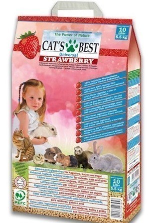 Наполнитель кошачьего туалета Cats Best Universal Strawberry (древесный, 5,5 кг, 10 л, клубника)