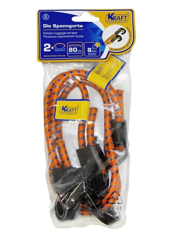Стяжки-резинки Kraft 2 шт (2x80 см, пластик. крючки)