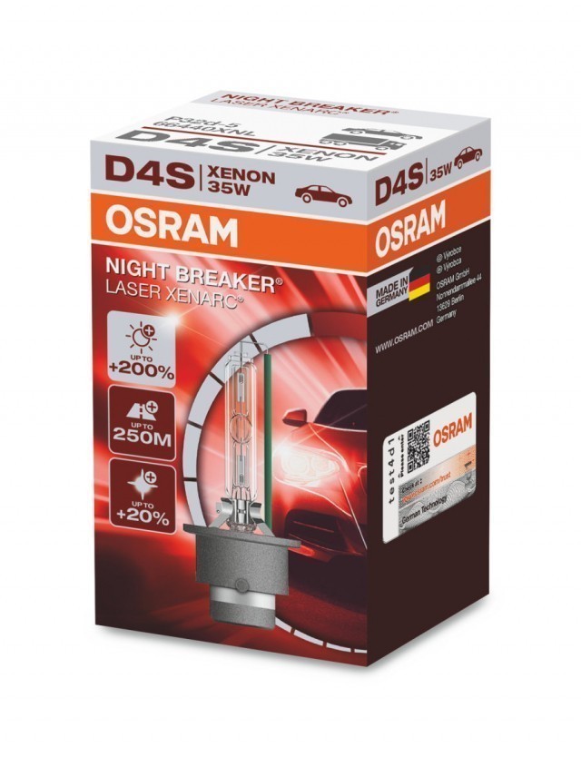 Ксеноновая лампа Osram D4S Xenarc Night Breaker Laser 4500K (+200%)