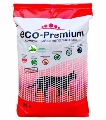 Наполнитель кошачьего туалета ECO Premium (древесный, 20,2 кг, 55 л, зеленый чай)