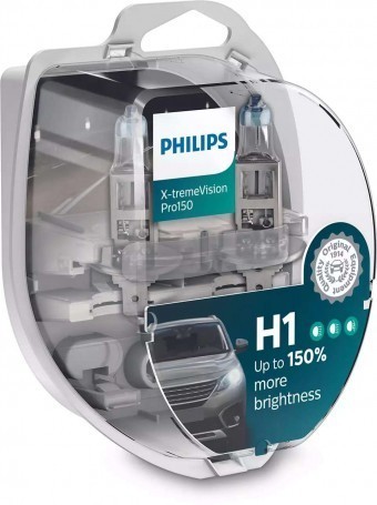 Лампы Philips H1 X-tremeVision Pro150 (12 В, 55 Вт, +150%, блистер, 2 шт)