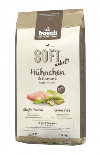 Полувлажный корм для собак Bosch Soft Adult с курицей и бананами (12,5 кг)