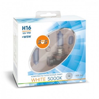 Лампы SVS White 5000K H16 (12 V, 19W, +2 W5W)