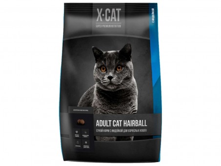 Сухой корм для кошек X-Cat Adult Hairball, с индейкой (8 кг)