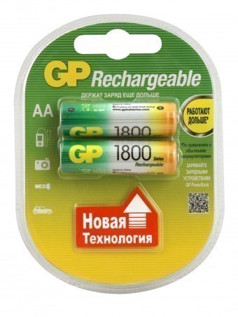 Аккумуляторы AA (R06) GP Rechargeable 1800 (блистер, 2 шт)