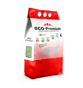 Наполнитель кошачьего туалета ECO Premium (древесный, 1,9 кг, 5 л, зеленый чай)